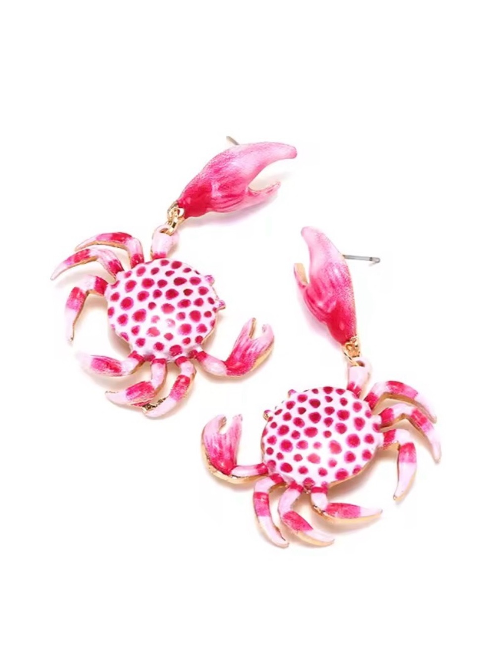 Pink Crab Drop Earrings